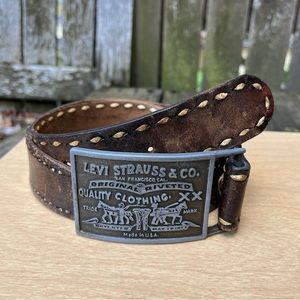 Levi’s Vintage Belt Buckle #90514-5384 With Brown Stitched Belt